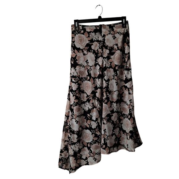 ASOS Design Floral Chiffon Midi Skirt Asymmetric Hem Multicolor Women's Size 10 - Picture 3 of 11